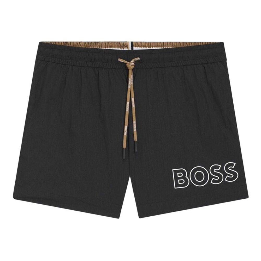 Boss Mens Mooneye Logo Outline Swim Shorts / Black